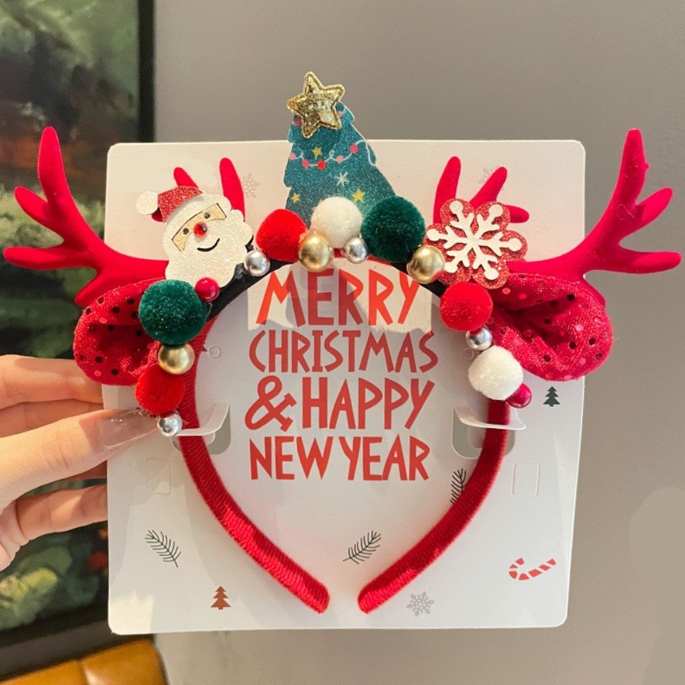 Reindeer Antlers Headband - Urocza czerwona welurowa opaska na włosy