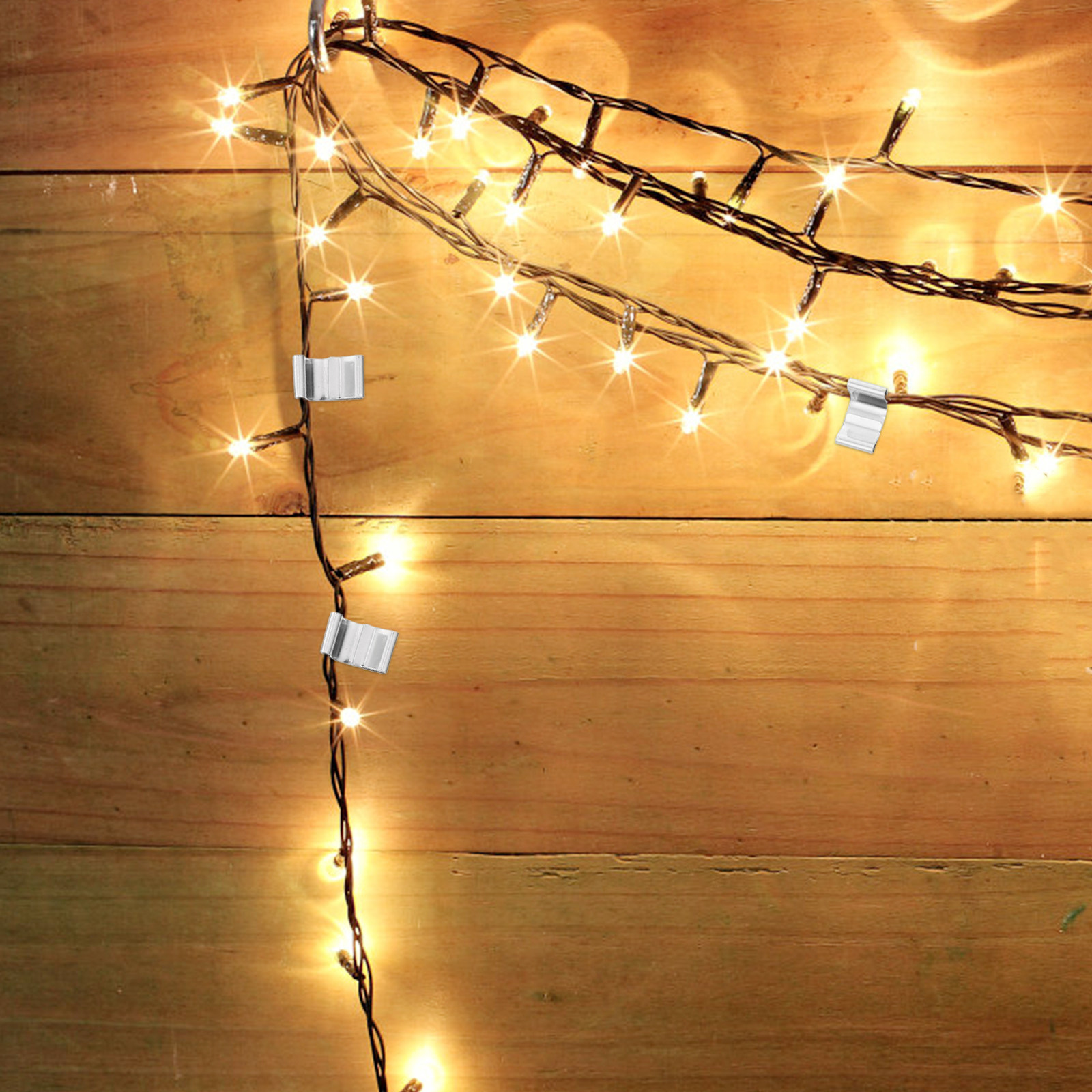 Christmas Lights Outdoor - 100 szt. nierdzewnych metalowych klipsów do