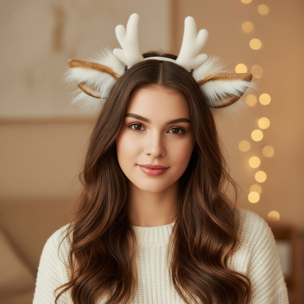 Reindeer Antlers Headband - Opaska z rogami renifera, ręcznie wykonana,