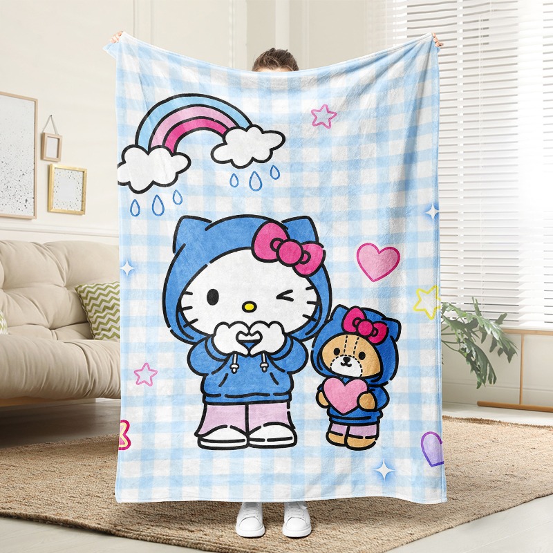 Christmas Throw Blanket - Koc Sanrio Hello Kitty Bear Plaid