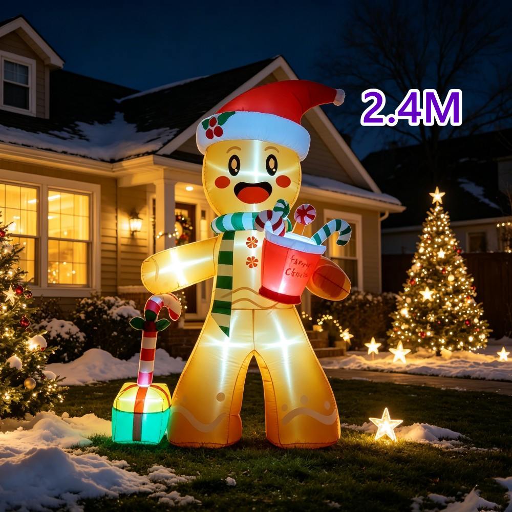 Christmas Lights Outdoor - Świąteczny dmuchany trzonek imbirowy o wysokości