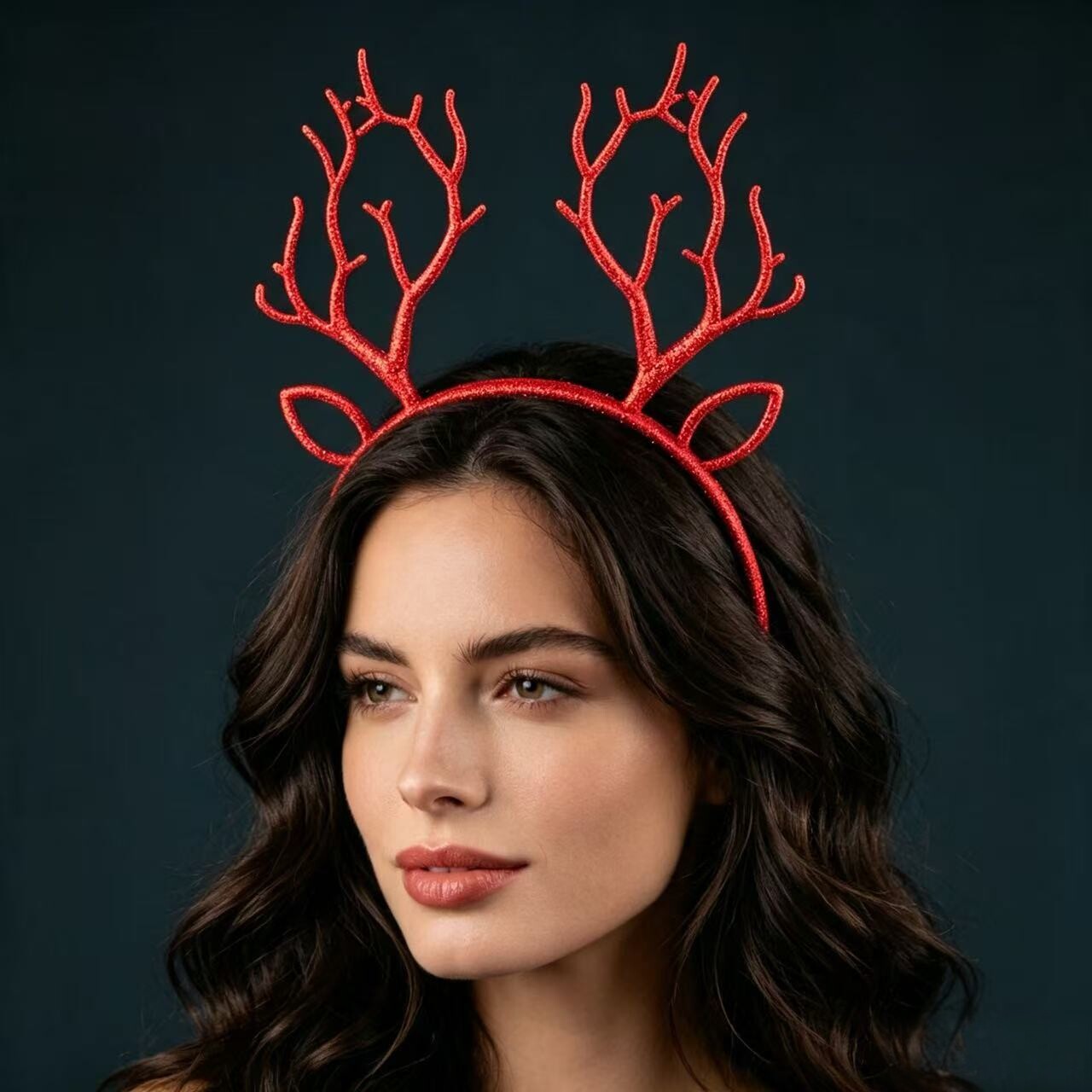 Reindeer Antlers Headband - Świąteczna opaska na głowę z brokatowymi
